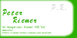 peter riemer business card